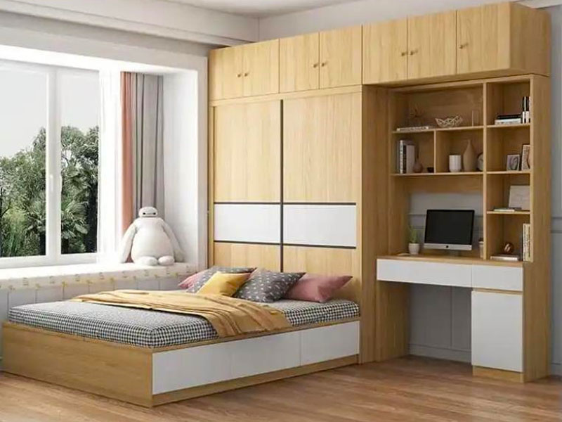 Mẫu tủ quần áo liền giường TCN48