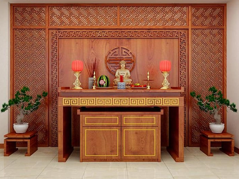 Bàn thờ phật đẹp đơn giản TP0016