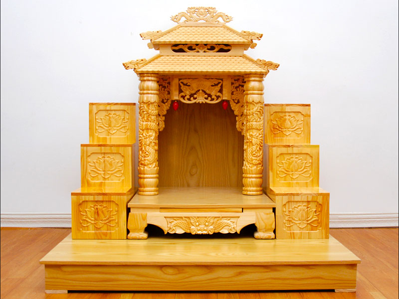 Bàn thờ thần tài gỗ pơ mu