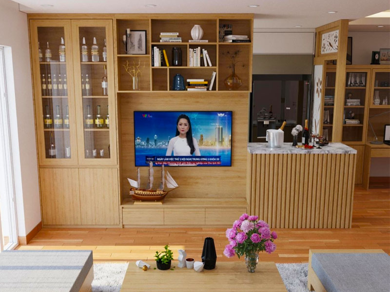 Kệ tivi phòng khách nhà chung cư KCN0012