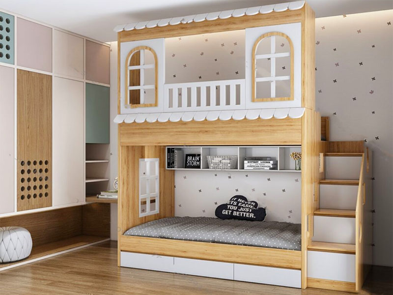 Mẫu giường tầng gỗ công nghiệp đẹp GCN18