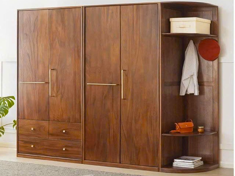 Mẫu tủ quần áo gỗ tự nhiên 4 cánh TQA0022