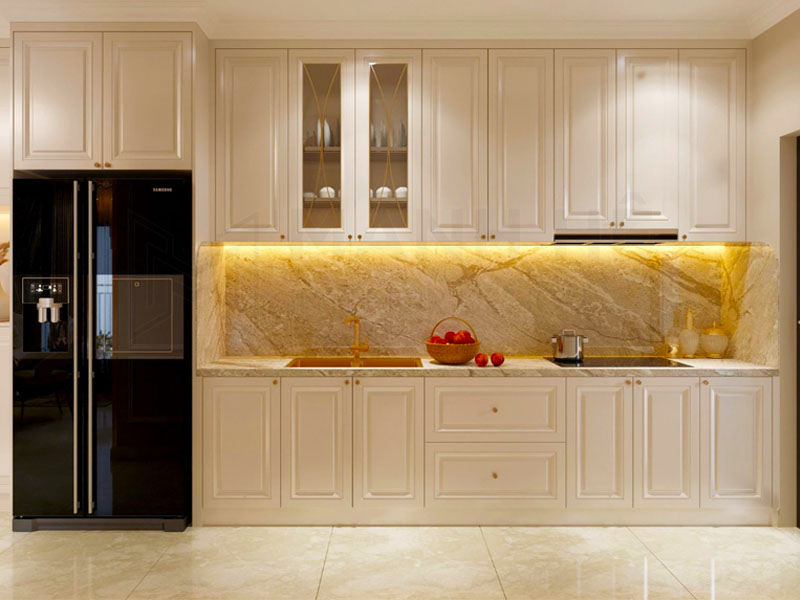 Tủ bếp tân cổ điển gỗ công nghiệp TB0019