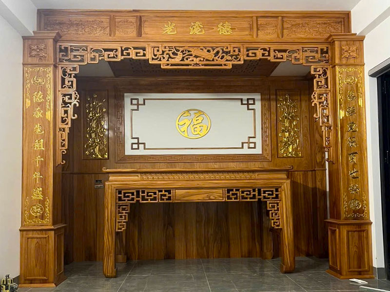 Vách ngăn phòng thờ gỗ tự nhiên VN59